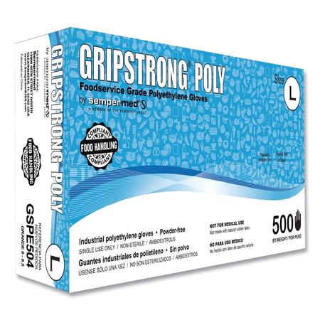 GRIPSTRONG POLY Gloves, Polyethylene, L, 10000 PK, Clear GSPE504